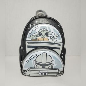 Loungefly Disney Parks Star Wars Mandalorian Grogu Glow in the Dark Backpack NWT
